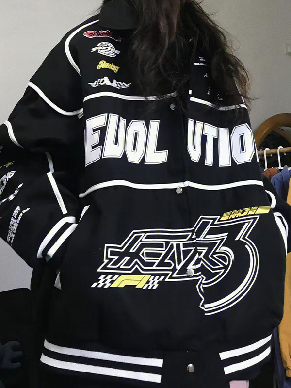 Street Print Splice Varsity Jacket-3