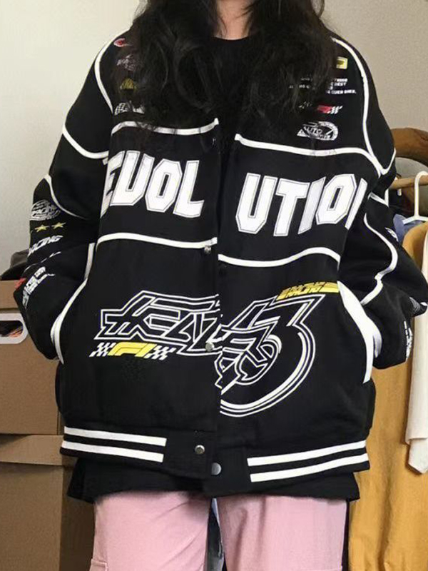 Street Print Splice Varsity Jacket-1