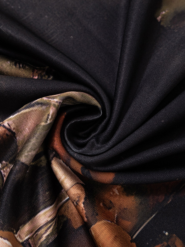 Vintage Painting Print Bandeau Slim Midi Dress-2