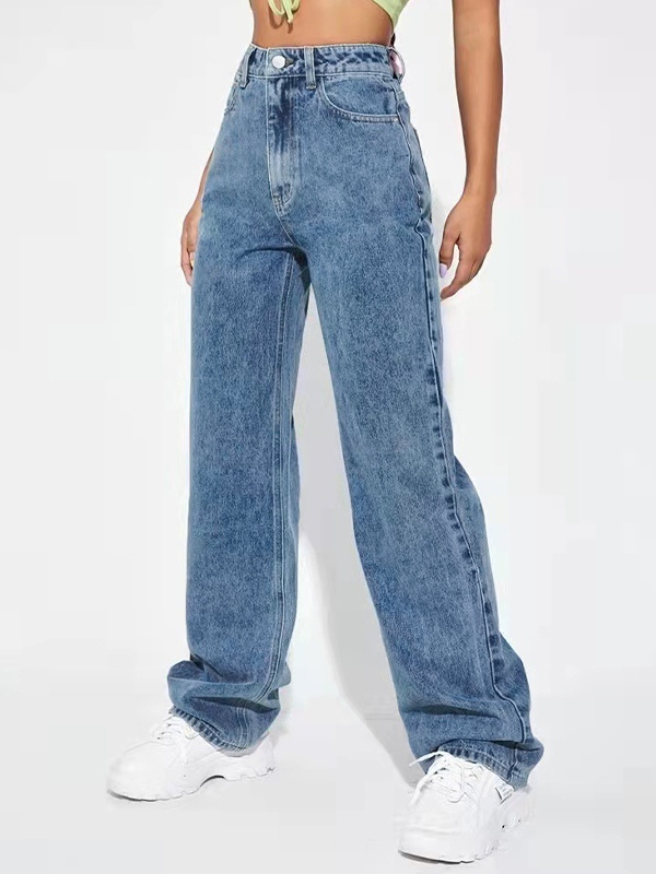 Washed Mopping Boyfriend Jeans-1