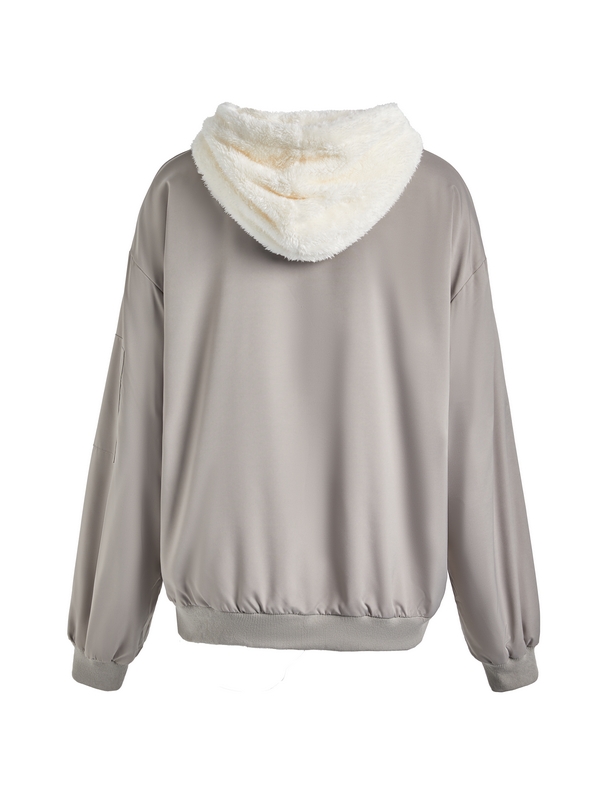 Reversible Oversize Fleece Hooded Jacket-5