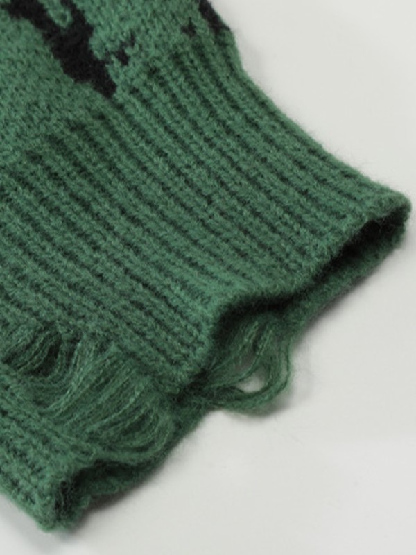 Men's Jacquard Distressed Pullover Sweater-3