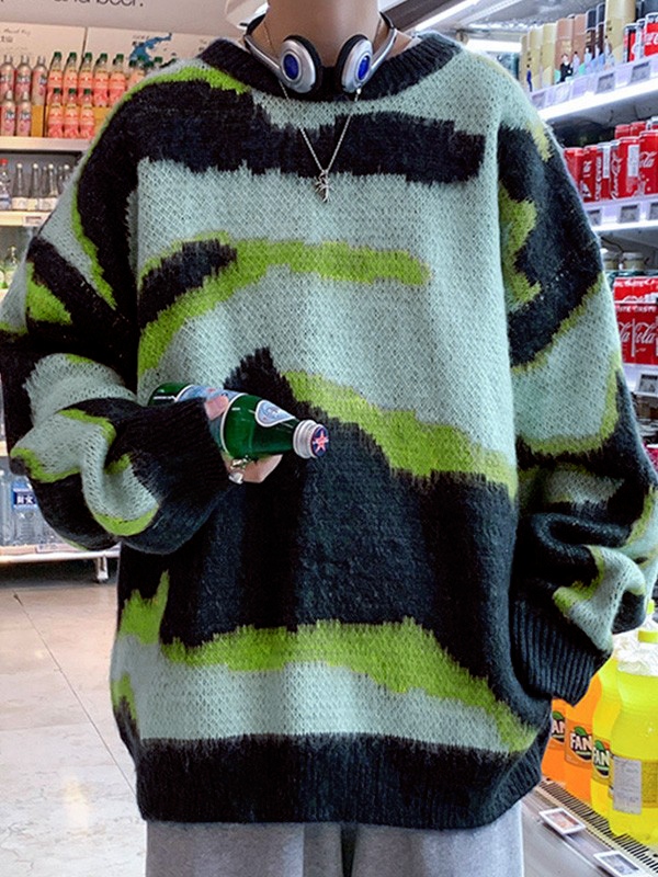 Men's Tie Dye Pullover Knit Sweater-2