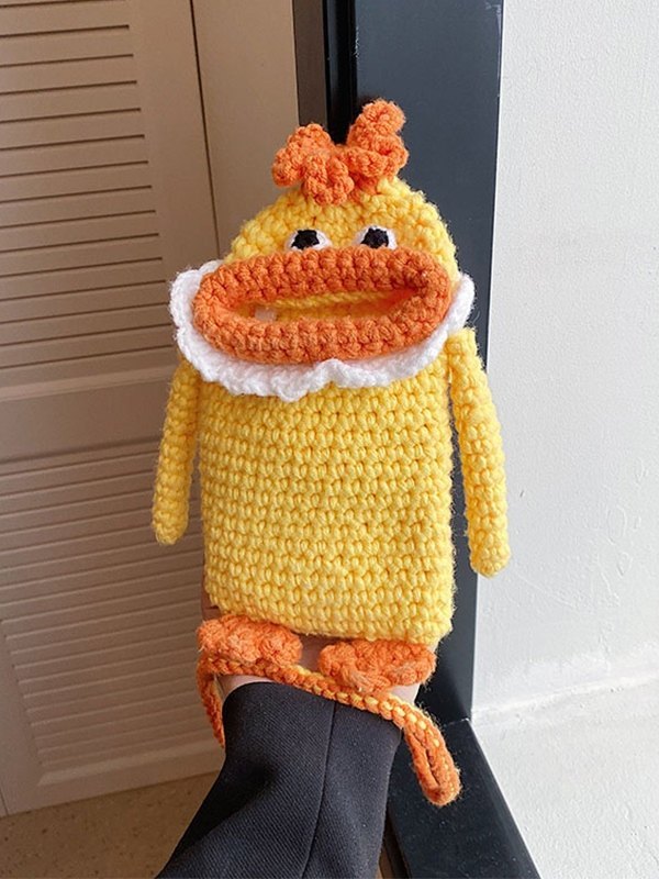Hand Made Crochet Knit Cartoon Phone Crossbody Bag-1