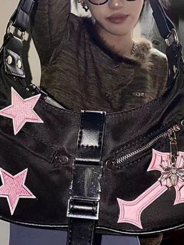 Cross Star Buckled Pu Leather Shoulder Bag-4