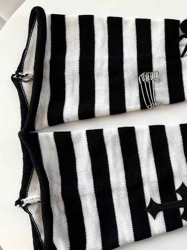 Cross Stripe Print Leg Warmer-1