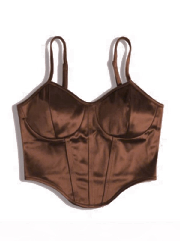 Solid Irregular Hem Corset Top-4