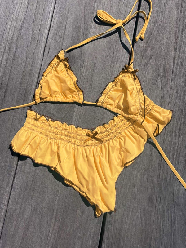 Fungus Halter Tie Back Triangle Bikinis-6